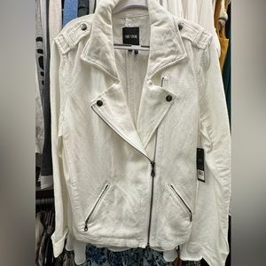 Nic & Zoe white Linen moto jacket, NWT, XS
